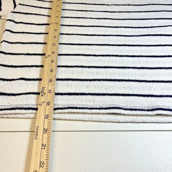 H & M Womens Navy Striped Sweater Size Medium Cotton Blend‎ Nautical Boat Neck - Picture 5 of 8